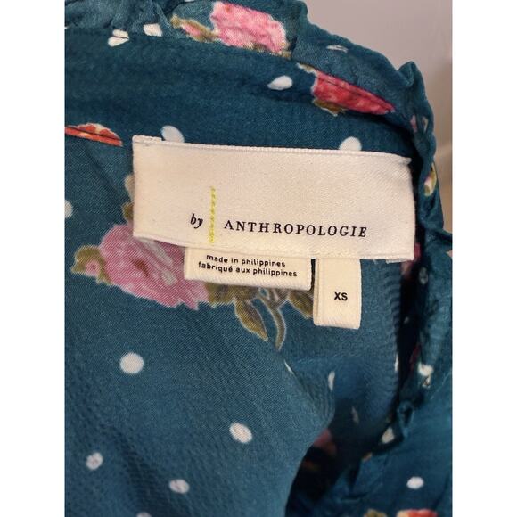 Anthropologie Wellesley Prairie Polka Dot Blouse Floral Cottagecore Retro Boho - Picture 7 of 16